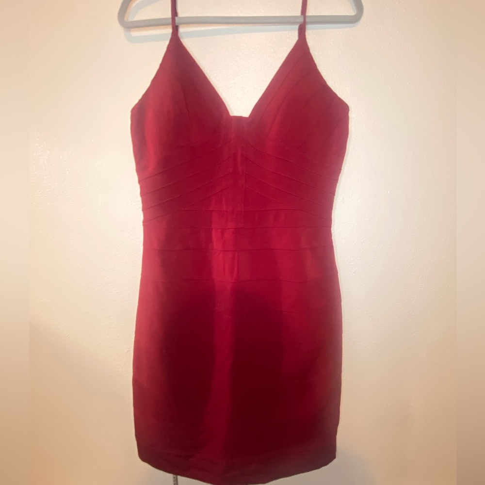 Max & Cleo Red Sleeveless Bandage Dress